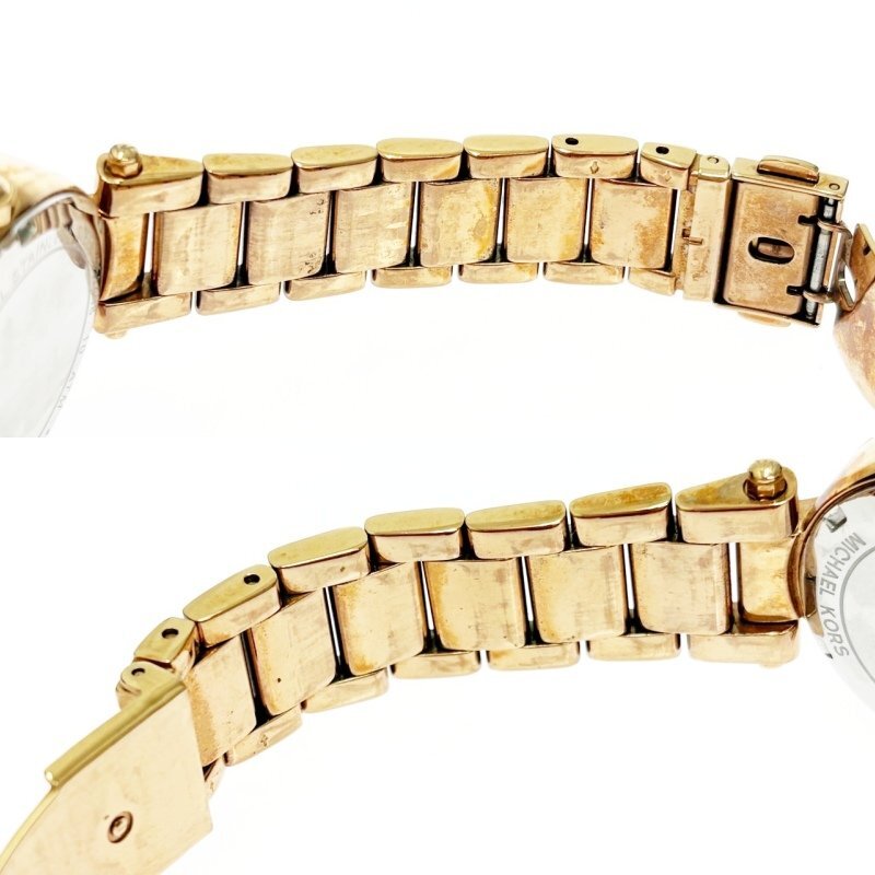 【1円スタート】【箱付き・訳あり品】MICHAEL KORS マイケルコース MK-5616 ストーンベゼル GP×SS シェル文字盤 QZ ボーイズ腕時計 510888_画像8