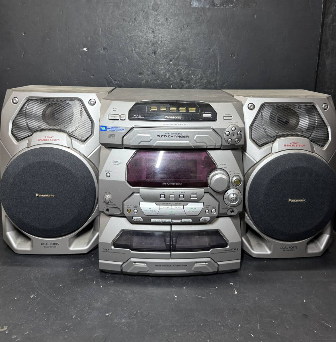 ★コレクター必見 通電可 Panasonic SA-A17 パナソニック 5CDチェンジャー コンポ CD カセットテープ ラジオ Se184_画像1