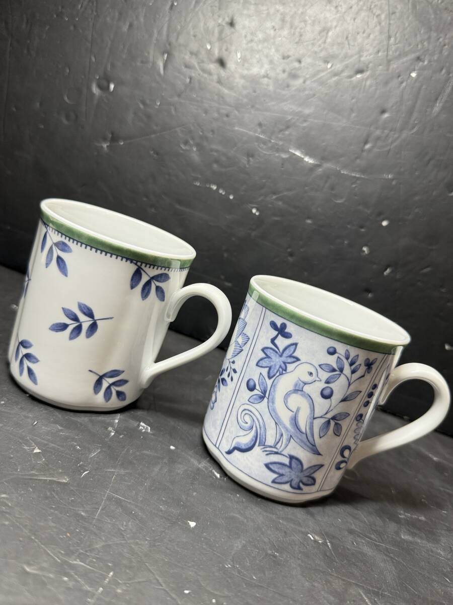 ★コレクター必見 Villeroy&Boch 1748 MADEInGERMANY Porcelaoin ドイツ製 ビレロイ&ボッホ マグカップ 2個 洋食器 茶器 コップ Se382_画像1