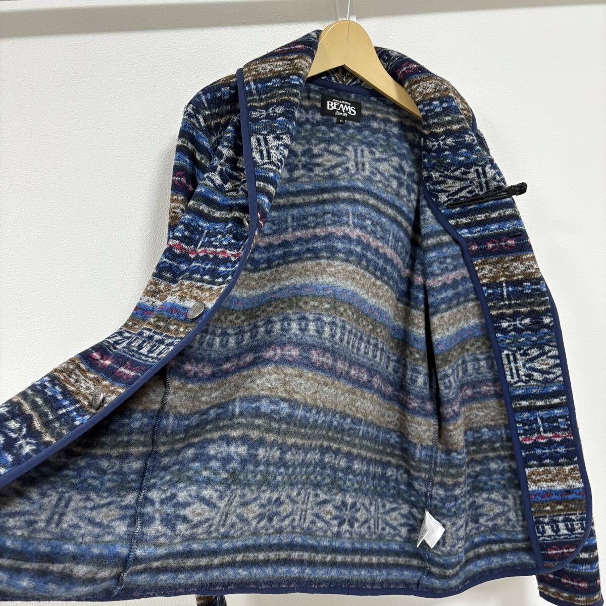 BEAMS 総柄ジャケット　ショールカラーカーディガン　ノルディック柄ジャケット_画像5