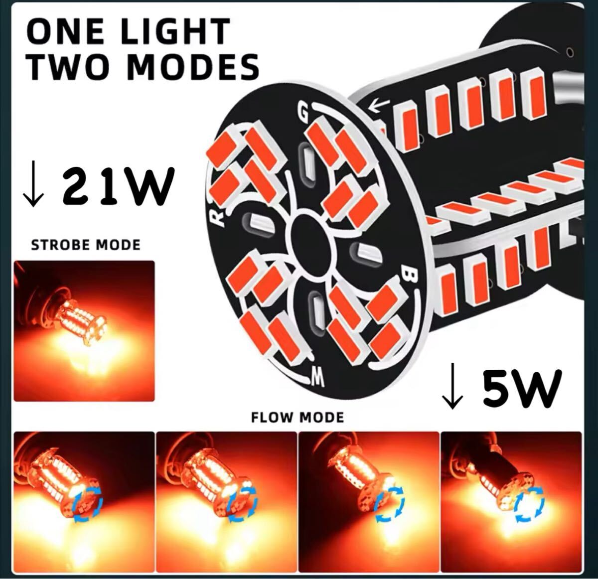 S25 ダブル　ブルーレッド　ヤンキーテール　180度段違い　ピン　クルクル　回転　フラッシュ　ストロボ点灯　2色の2パターンテール　LED_画像2