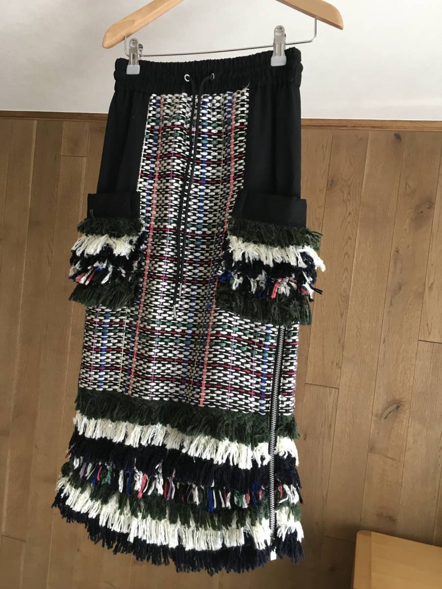 即決 極美品 sacai サカイ ツイード スカート 21-05425 TM_画像2