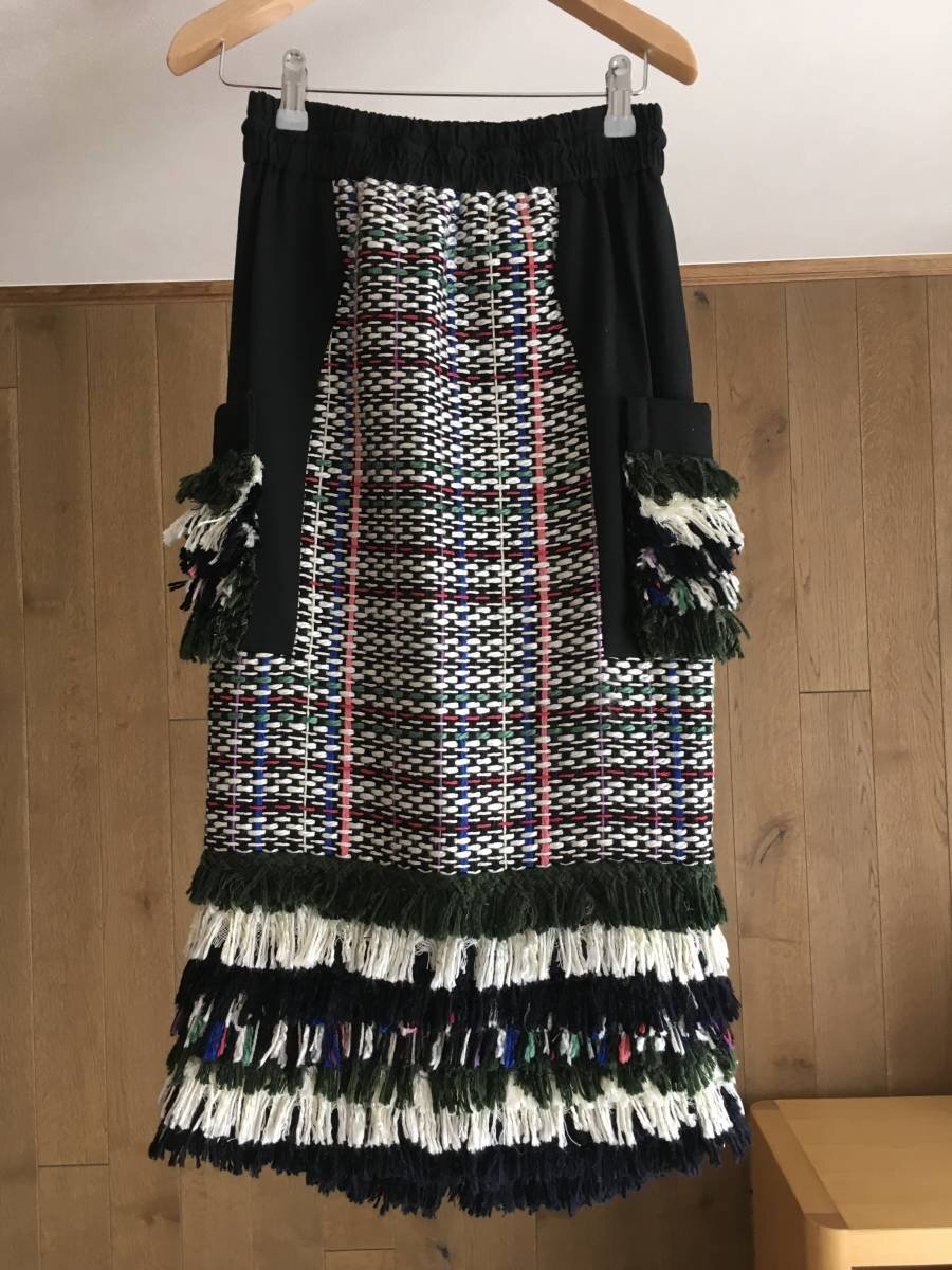 即決 極美品 sacai サカイ ツイード スカート 21-05425 TM_画像3