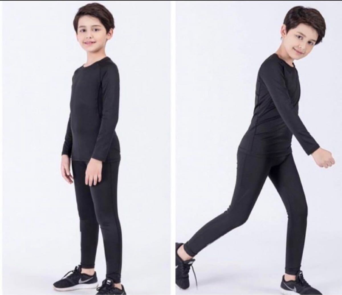 【２枚セット】コンプレッションインナータイツスポーツスパッツ 黒 子供 キッズ_画像6