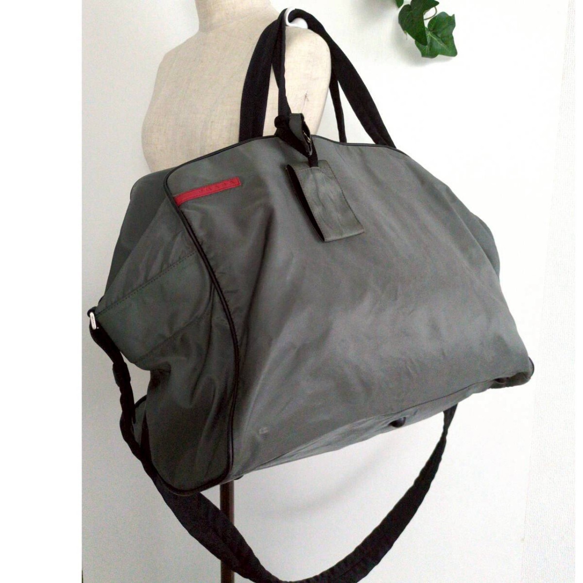  превосходный товар Prada спорт 2way нейлон большая вместимость сумка на плечо легкий сумка "Boston bag" archive 00s PRADA SPORT серый женский мужской 