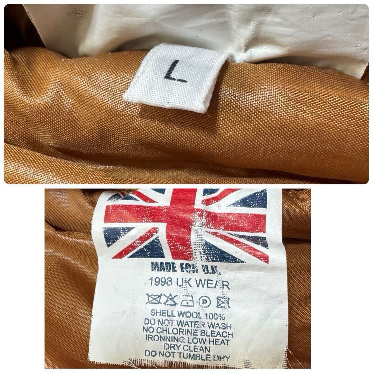  редкий L 90s vintage Британия производства Harris твид мясо толщина "в елочку" кожа yoke переключатель жилет Harris Tweed Brown Vintage высшее .