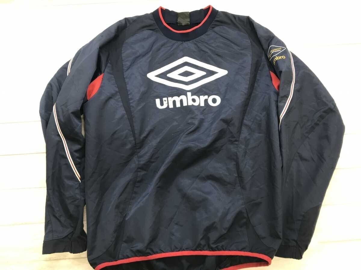 アンブロ UMBRO デサント DESCENTE スポーツ サッカー トレーニング 両面ビッグロゴプリント ピステ シャツ メンズ ポリエステル100% O 紺_画像1