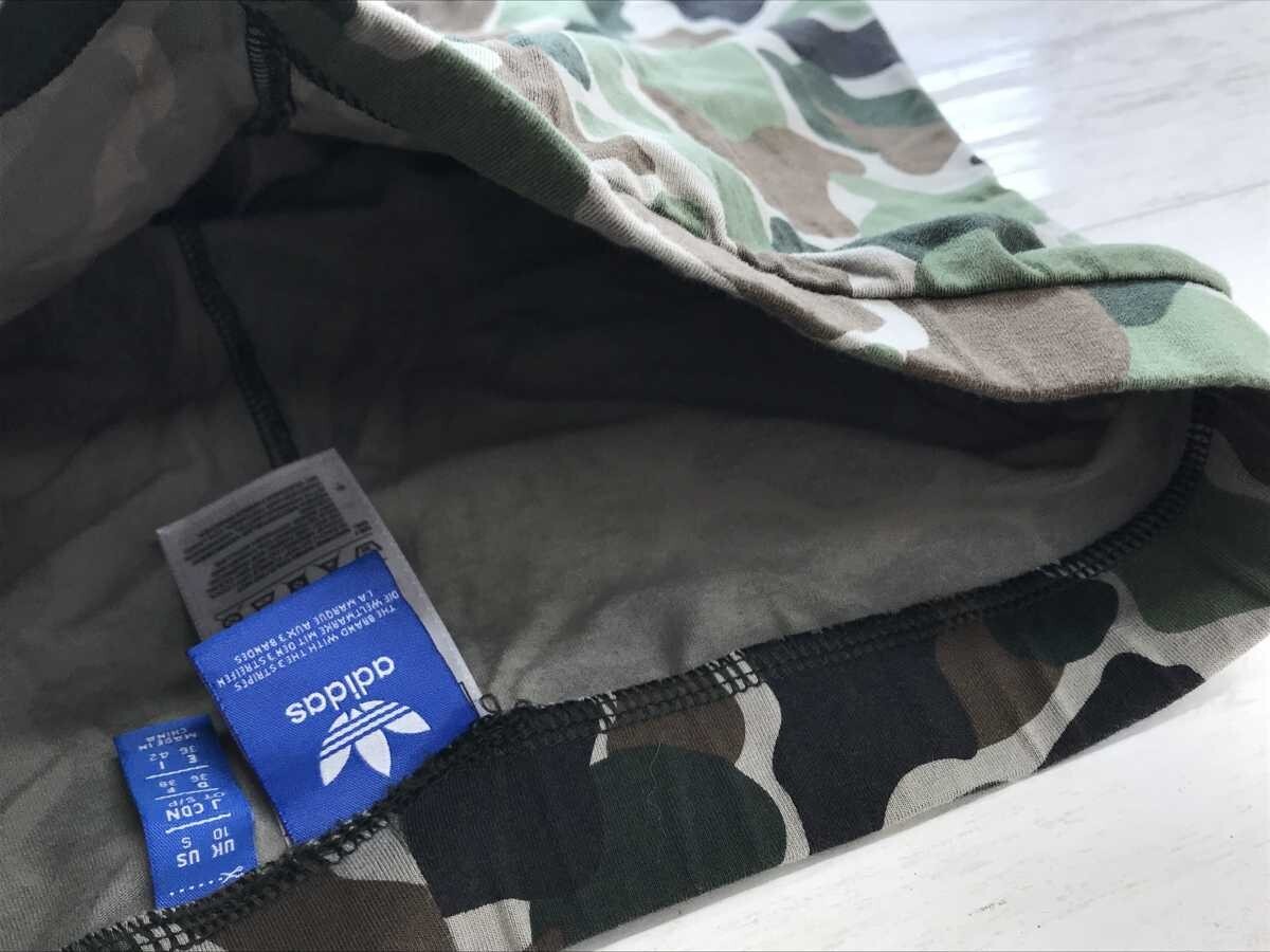 アディダス adidas スポーツ フィットネス トレーニング ストリート 迷彩カモフラ 総柄 レギンスパンツ スパッツ レディース S カーキ_画像6