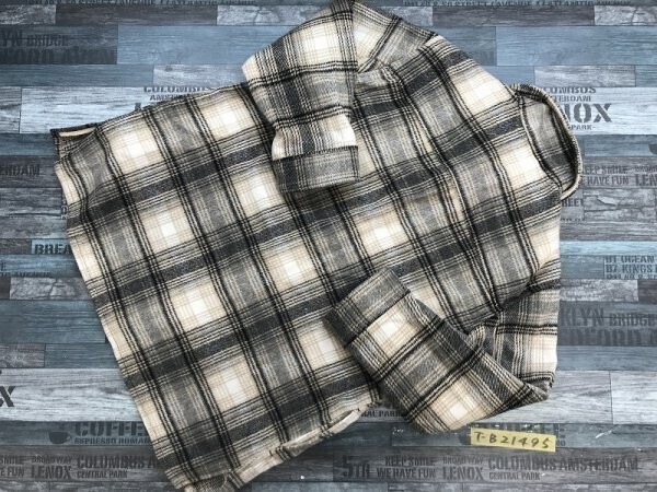 H&M エイチアンドエム レディース ダブルポケット チェック柄 起毛 オーバーサイズ シャツジャケット S 白茶黒_画像3