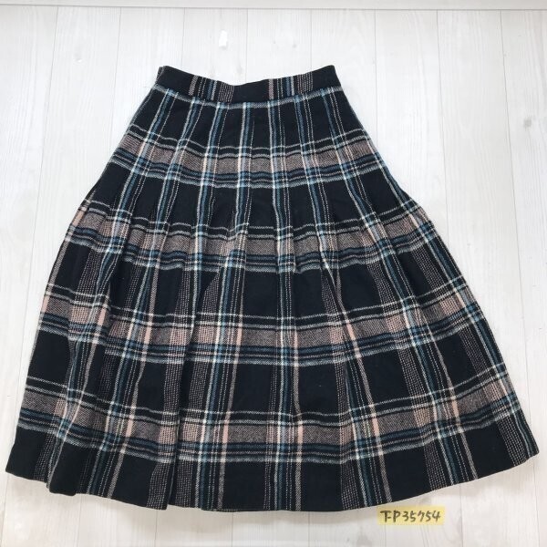 (株)ベルメール レディース チェック柄 プリーツ スカート 63 黒ピンク水色_画像1