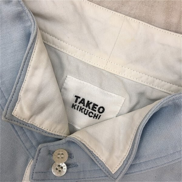 TAKEO KIKUCHI タケオキクチ メンズ ウイングカラー 長袖シャツ 2 水色_画像2