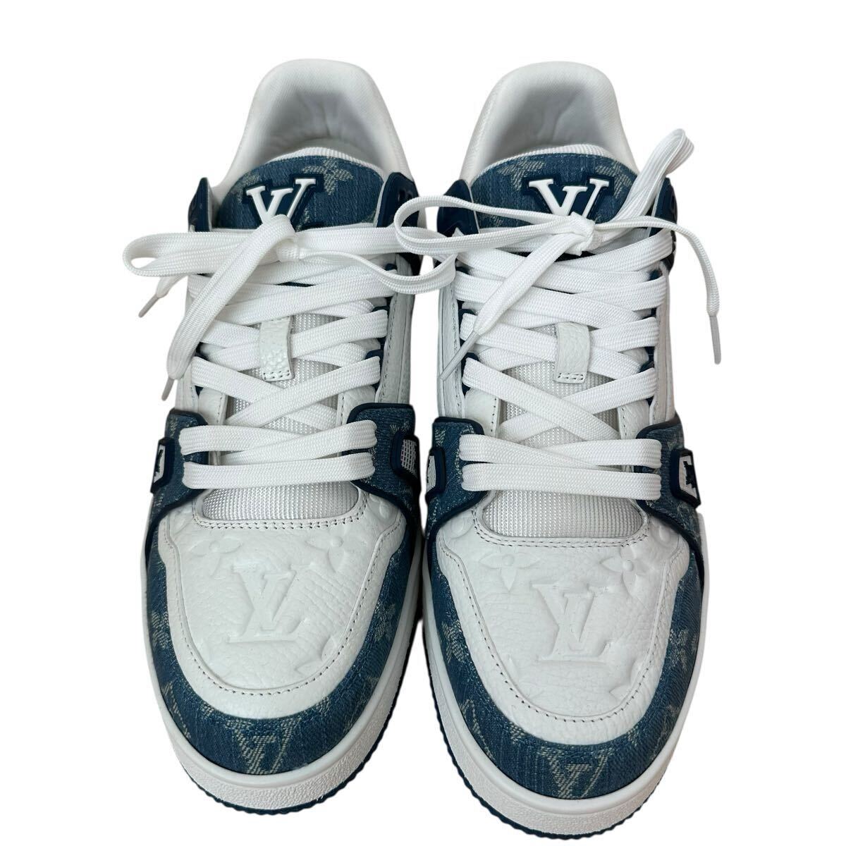 LOUIS VUITTON tray na- линия монограмма Denim спортивные туфли голубой 
