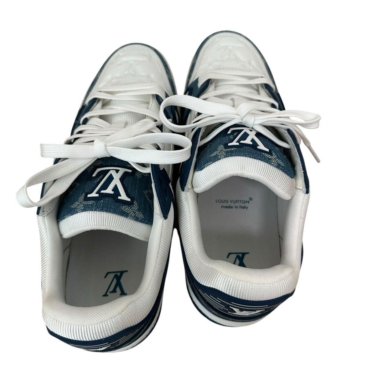 LOUIS VUITTON tray na- линия монограмма Denim спортивные туфли голубой 