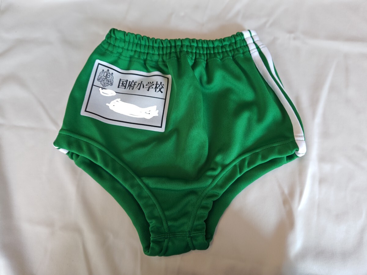 Vマツウラ ブルマー 601型 緑色 2本サイドライン入り Lサイズ(ウエスト66程度) 記名入り学校指定名札付き 元袋付き 中古品_画像1