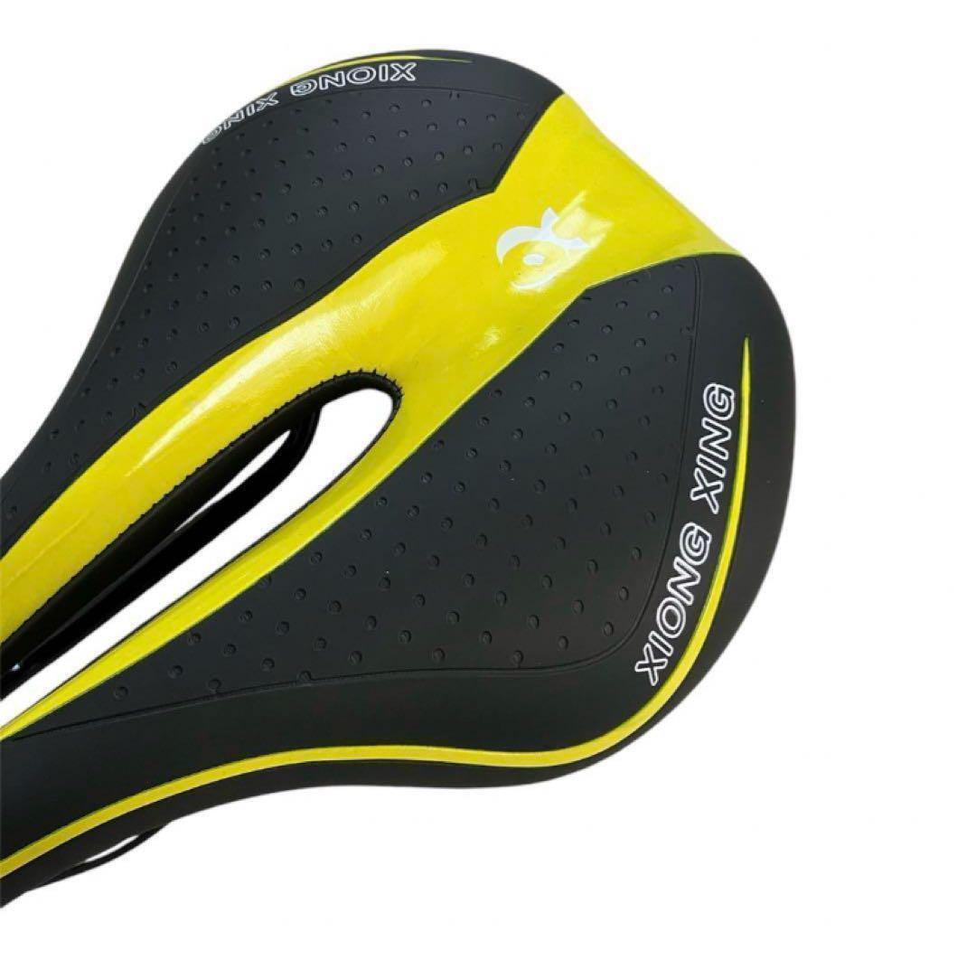 自転車サドル 低反発スポーツサドル 痛み軽減 穴あきタイプ イエロー　黄_画像3