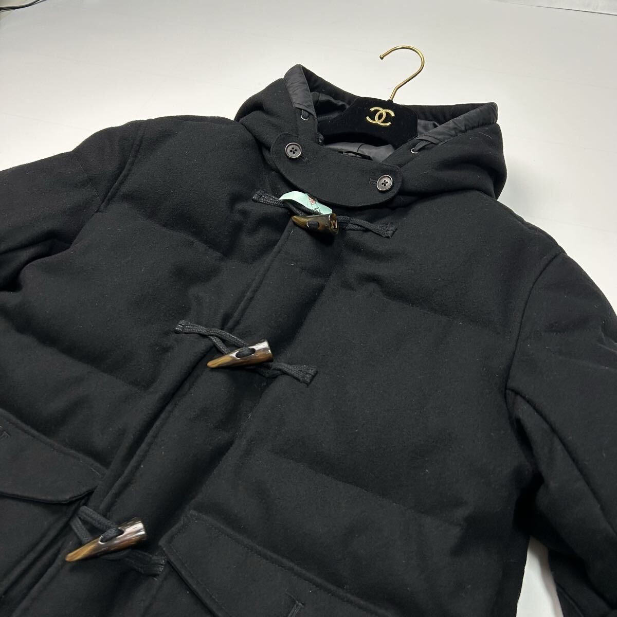 美品★ Lサイズ ARMANI EXCHANGE アルマーニエクスチェンジ ダウンジャケット ダウンコート ダッフルコート 羊毛 ブラック 黒 アウター_画像5