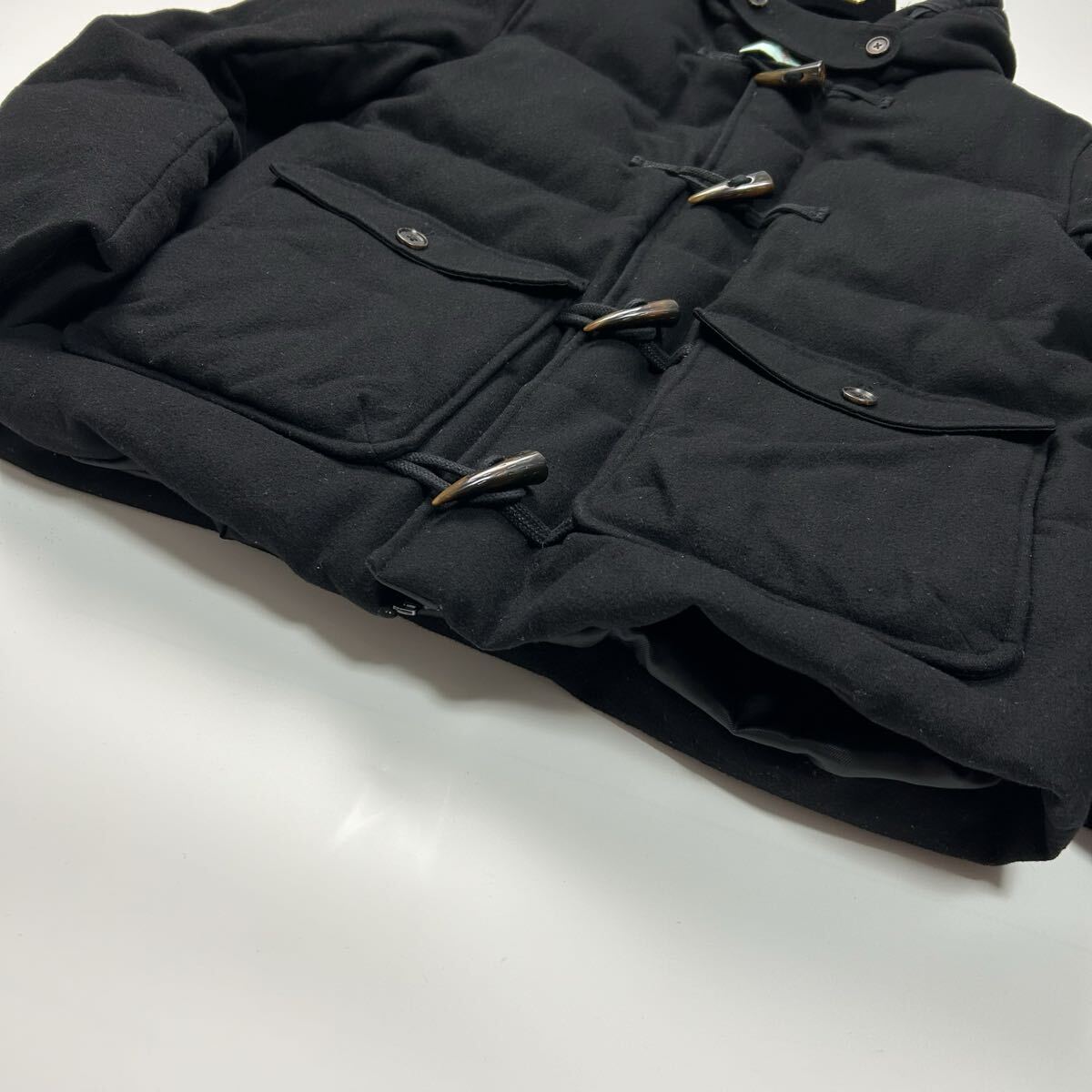 美品★ Lサイズ ARMANI EXCHANGE アルマーニエクスチェンジ ダウンジャケット ダウンコート ダッフルコート 羊毛 ブラック 黒 アウター_画像6