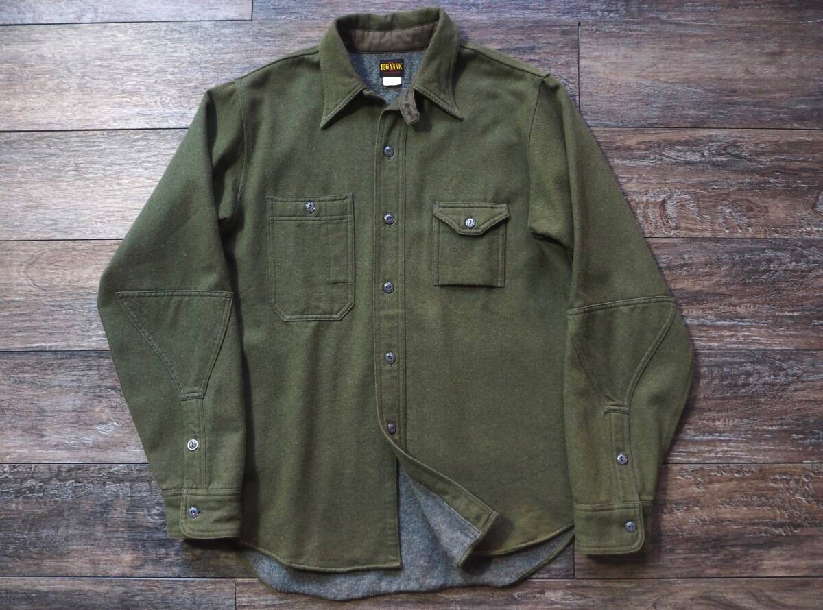 美品 BIG YANK ビッグヤンク 40s復刻ワークシャツ 15 カーキｘグレイ_画像1