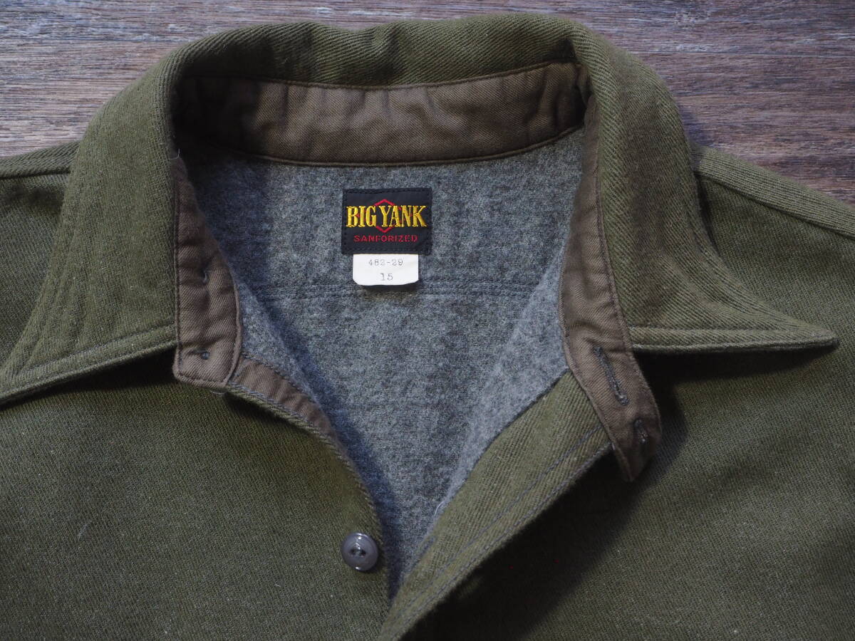 美品 BIG YANK ビッグヤンク 40s復刻ワークシャツ 15 カーキｘグレイ_画像2