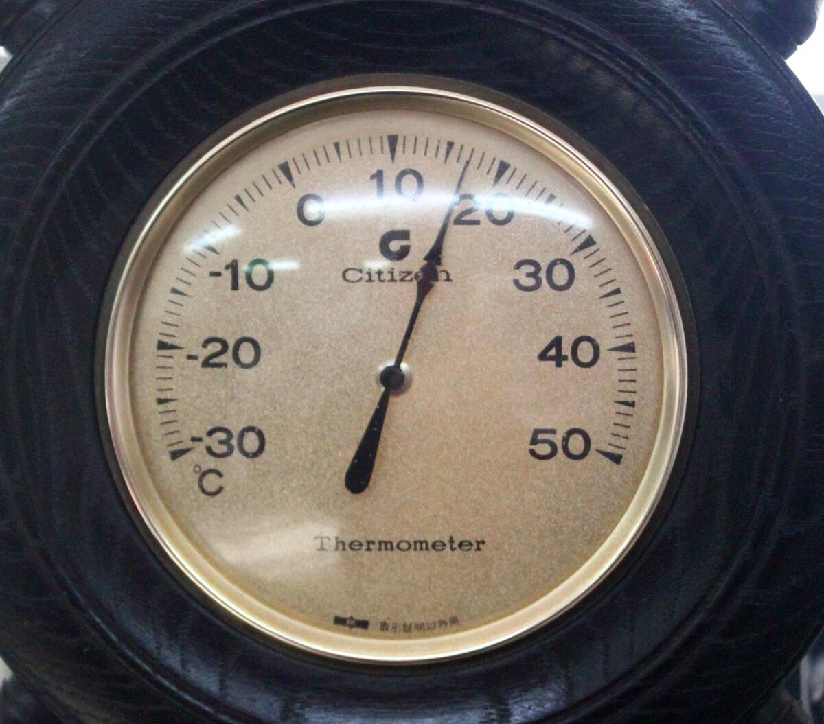 【昭和レトロ】　シチズン　壁掛け温度計　木製　船舵型_画像8