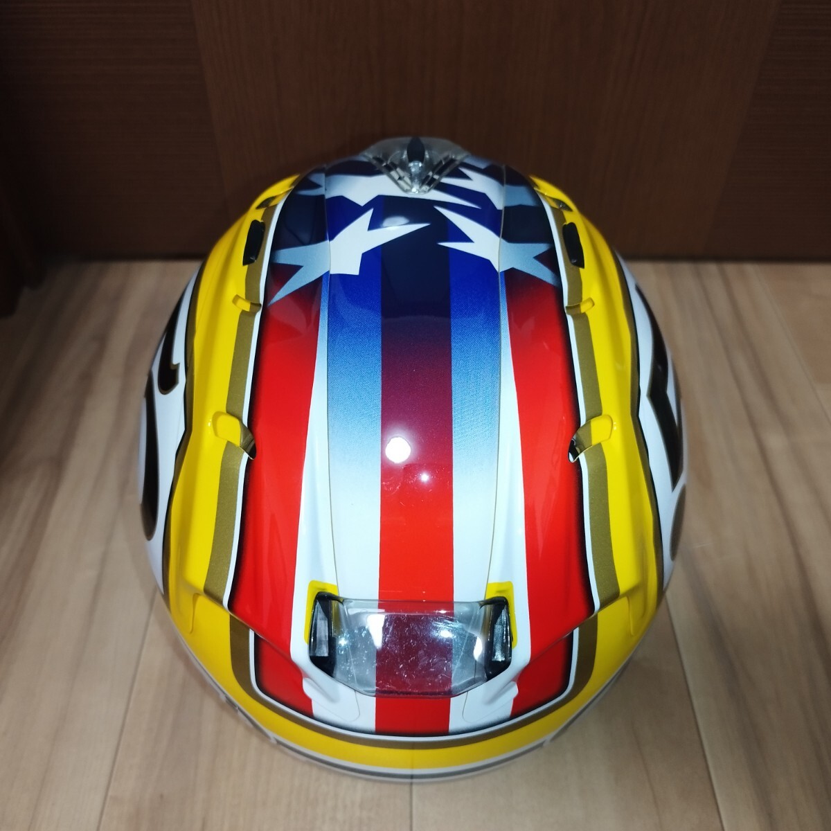 【美品】 Arai RX-7 RR5 EDWARDS SPL ラグナセカ Sサイズ 55-56cm 保存袋　 アライ エドワーズスペシャル フルフェイスヘルメット イエロー_画像5