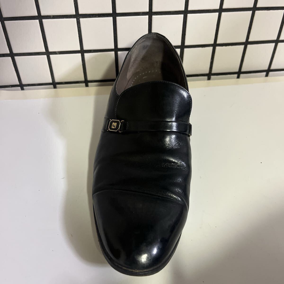 marelli マレリー スリッポン レザー 黒 ブラック モンクストラップ 金具 26.0cm メンズ_画像3