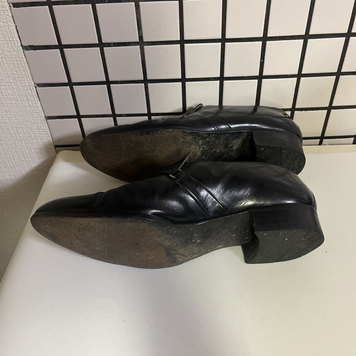 marelli マレリー スリッポン レザー 黒 ブラック モンクストラップ 金具 26.0cm メンズ_画像10