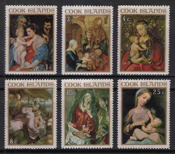 外国切手　クック諸島　1967年　クリスマス　6種完　未使用_画像1