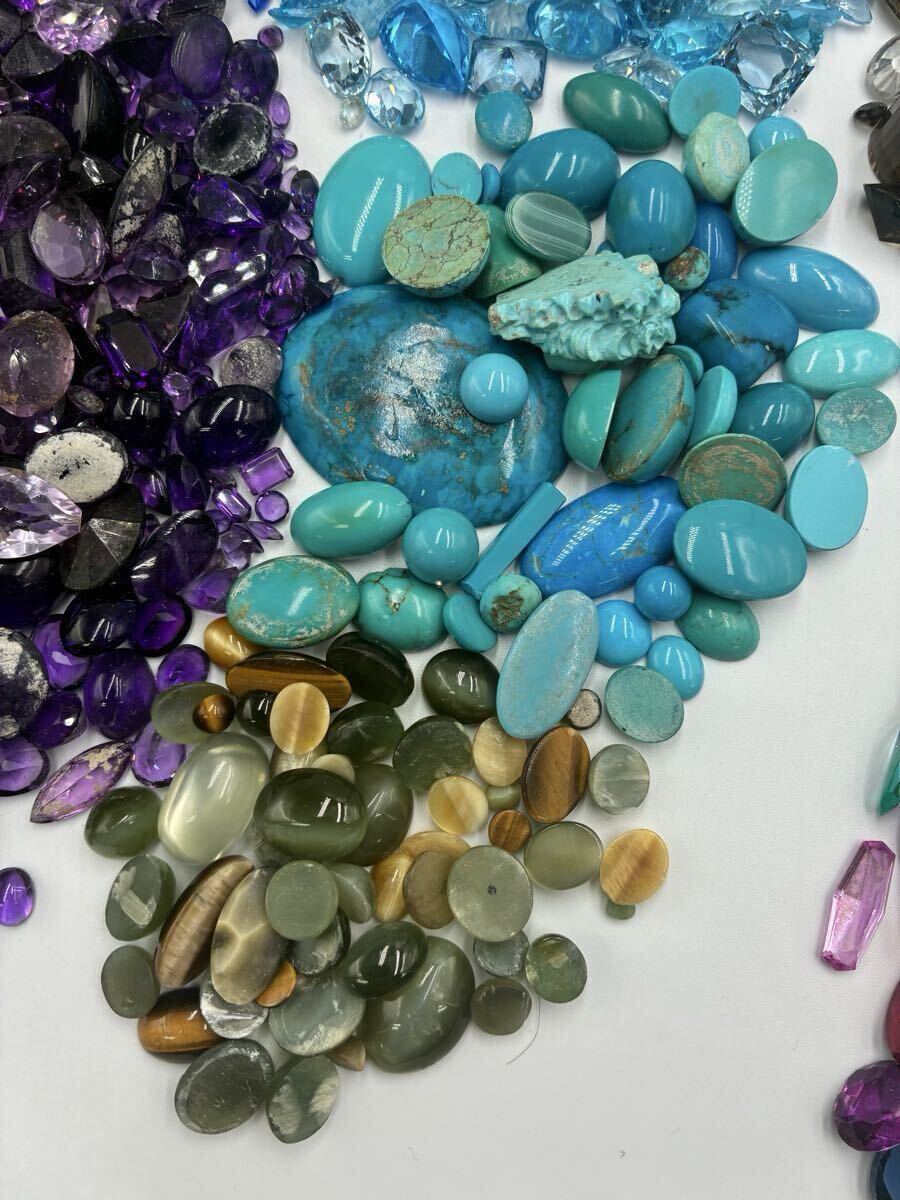 X220 ルース 裸石 色石 天然石 外し石 アメジスト トルコ石 キャッツアイ シトリン トパーズ 琥珀 合成石 約2,298g 約11,490ct _画像7