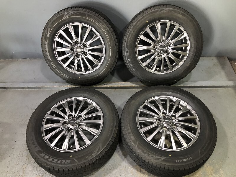 (WW7J013M)SIBILLA 15x6J 5穴 114.3 + BRIDGESTONE VRX3 195/65R15 2022年 スタッドレス 冬タイヤ 送料無料 セレナ ノア ルミオン オーリス_画像1