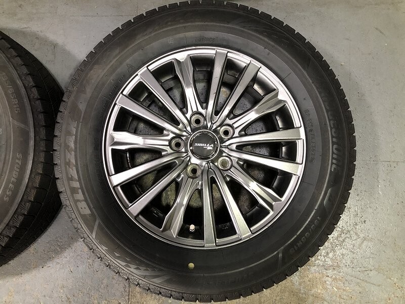 (WW7J013M)SIBILLA 15x6J 5穴 114.3 + BRIDGESTONE VRX3 195/65R15 2022年 スタッドレス 冬タイヤ 送料無料 セレナ ノア ルミオン オーリス_画像8
