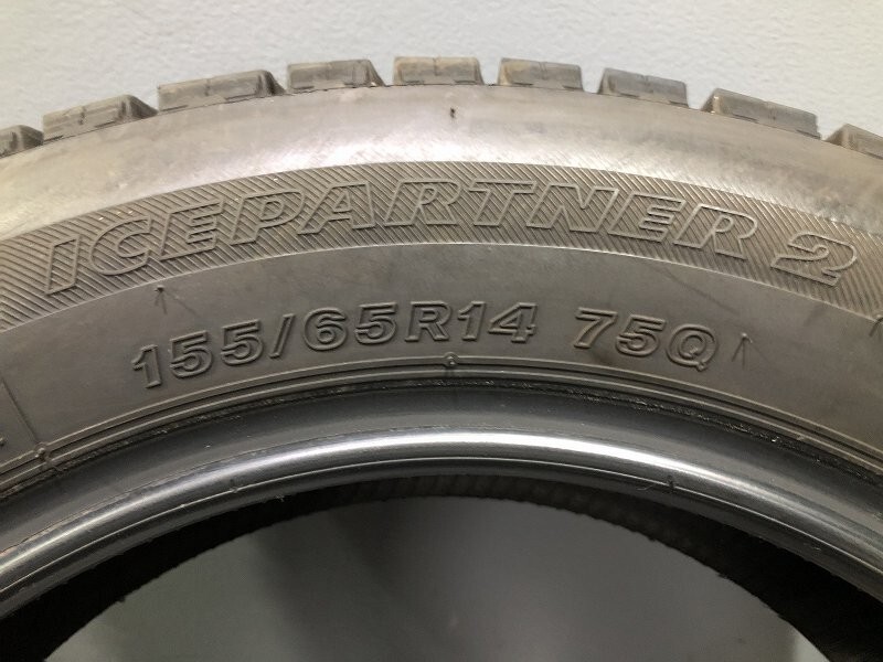 バリ山 8-9分山(PW7K097M) 155/65R14 BRIDGESTONE ICEPARTNER2 2021年 4本 スタッドレスタイヤ 送料無料 軽自動車 14インチ ブリヂストン_画像2