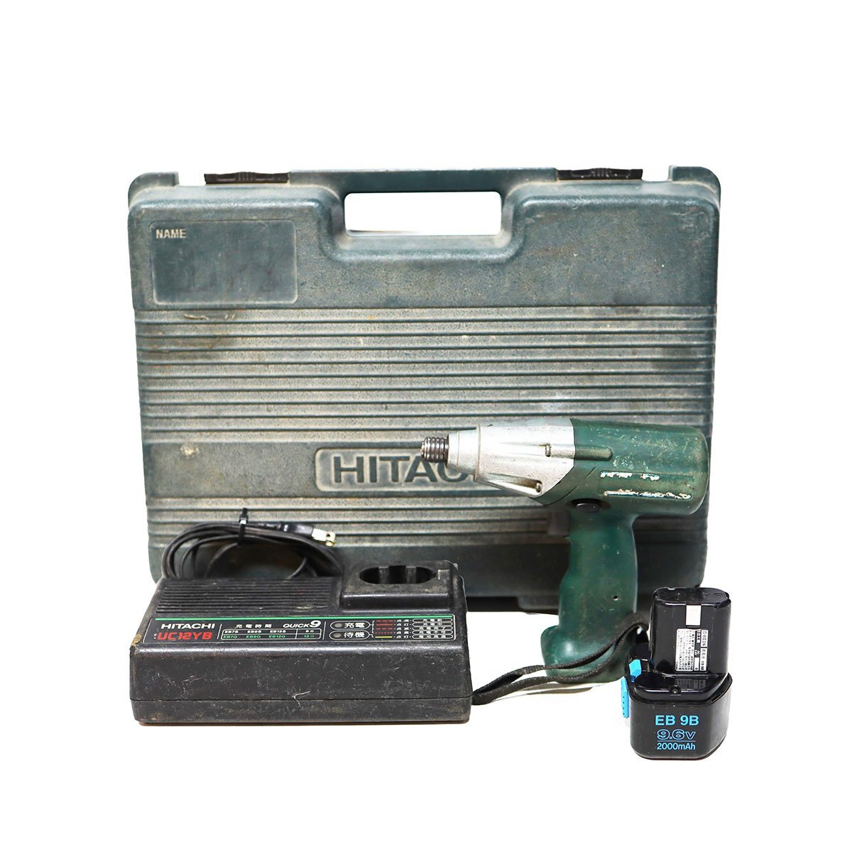 《W00663》HITACHI(日立工機) コードレスインパクトドライバセット WH12DC2 / バッテリー EB9B / 急速充電器 UC 12YB 動作OK！ 中古品 ★_画像1