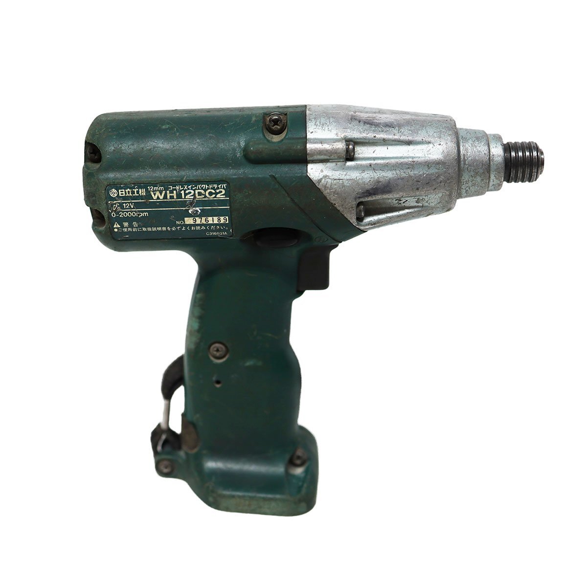 《W00663》HITACHI(日立工機) コードレスインパクトドライバセット WH12DC2 / バッテリー EB9B / 急速充電器 UC 12YB 動作OK！ 中古品 ★_画像2