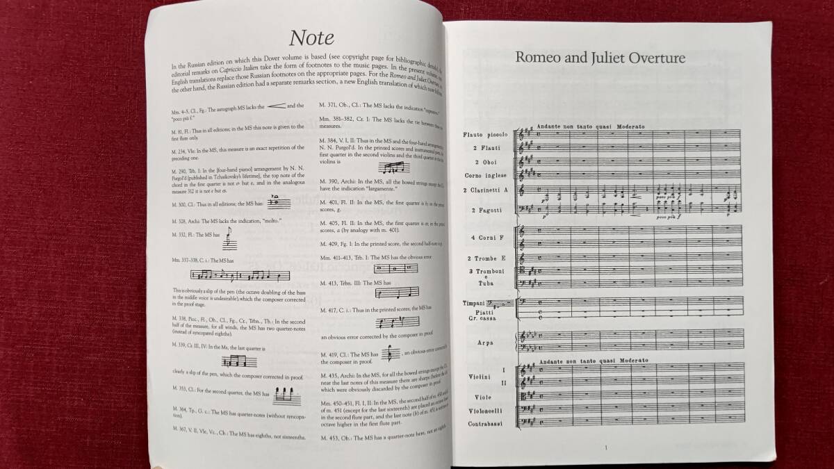 1110-3 輸入洋書 大判 フルスコア チャイコフスキー 2曲 ロメオとジュリエット序曲＆イタリア奇想曲 201p 1986年 by DOVER Publications_画像4