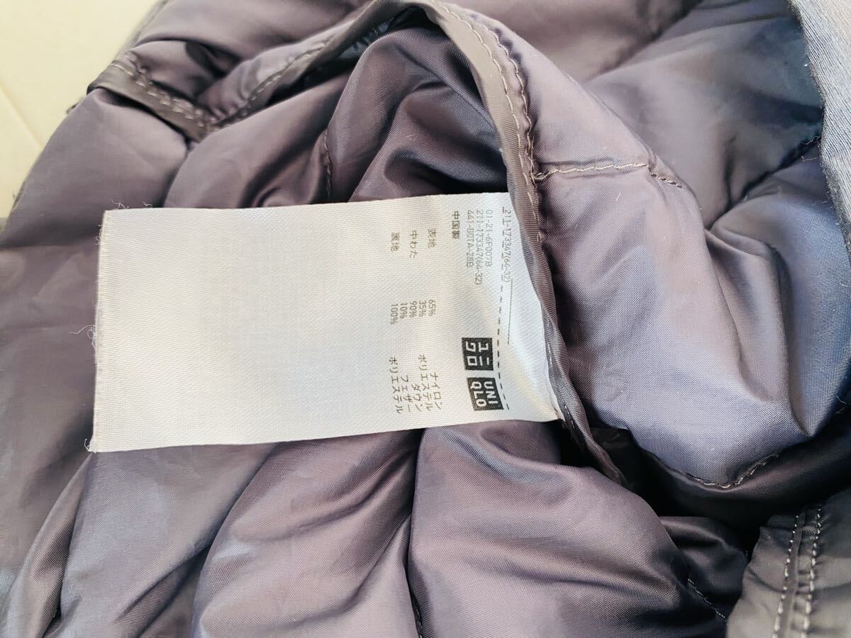 ユニクロ ウルトラダウンジャケット L グレー ノーカラー ライトダウン インナーダウン (N500)_画像9