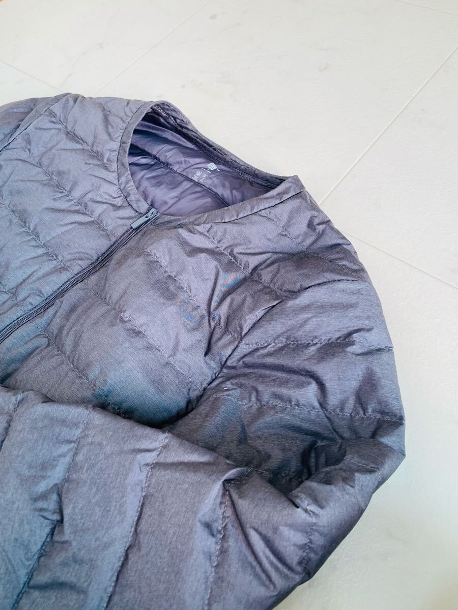 ユニクロ ウルトラダウンジャケット L グレー ノーカラー ライトダウン インナーダウン (N500)_画像7