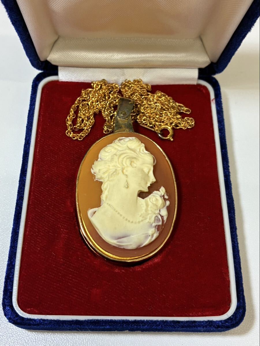 Ha[10E144] камея колье SV925 кейс иметь античный аксессуары лупа имеется Vintage женщина запад 