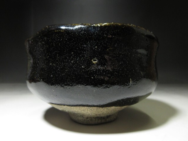 ■楽吉左衛門六代 左入 造 黒茶碗／楽吉左衛門十三代 惺入 書付在り／共箱 仕覆■_画像5