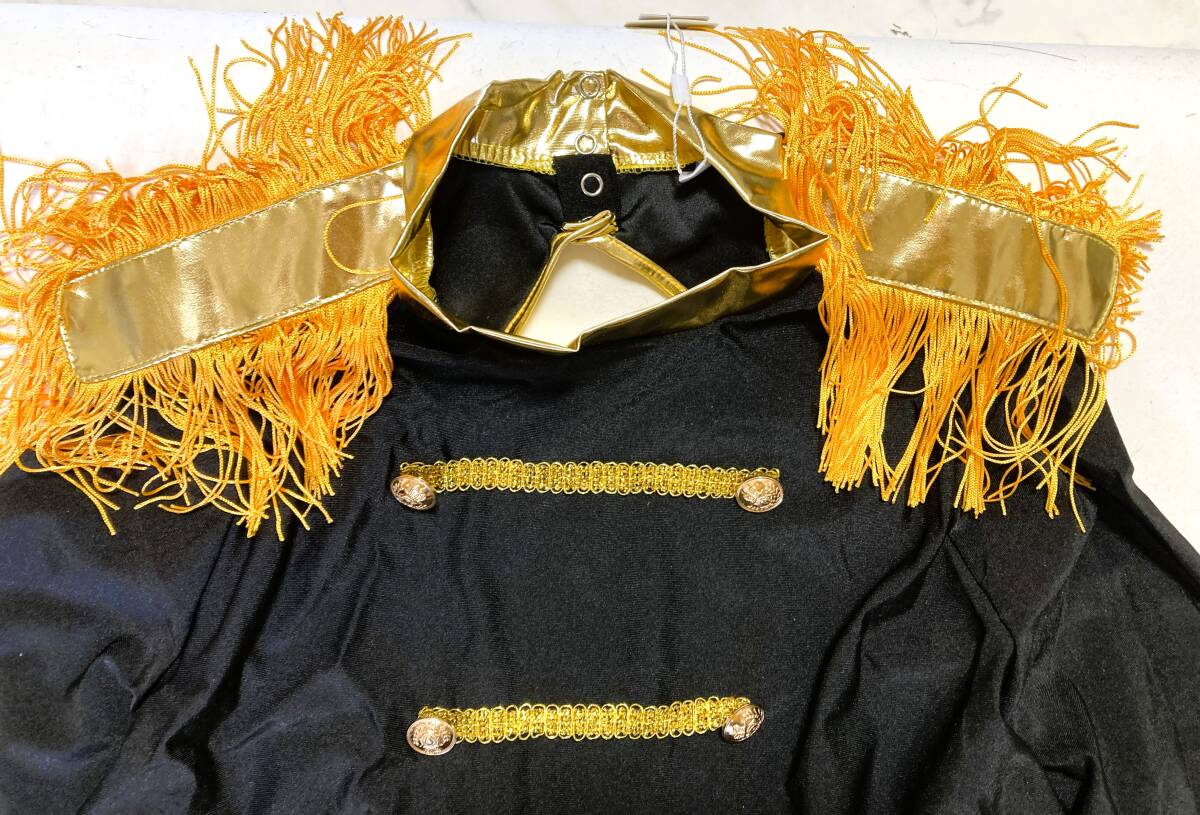 特大3XLサイズ　BLACK&RED　サーカスリング　ダンスウェア長袖 インブリーフレオタードつるつる コスプレ ステージ衣装　IEFIEL社製_画像4