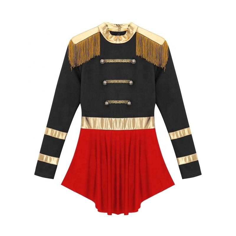 特大3XLサイズ　BLACK&RED　サーカスリング　ダンスウェア長袖 インブリーフレオタードつるつる コスプレ ステージ衣装　IEFIEL社製_画像8