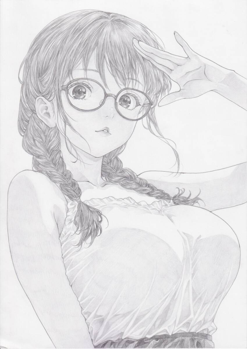 [1 пункт было использовано ] рука .. оригинал Cara иллюстрации три плетеный очки прекрасный девушка автомобиль - авторучка . карандашный набросок постер A4 размер 