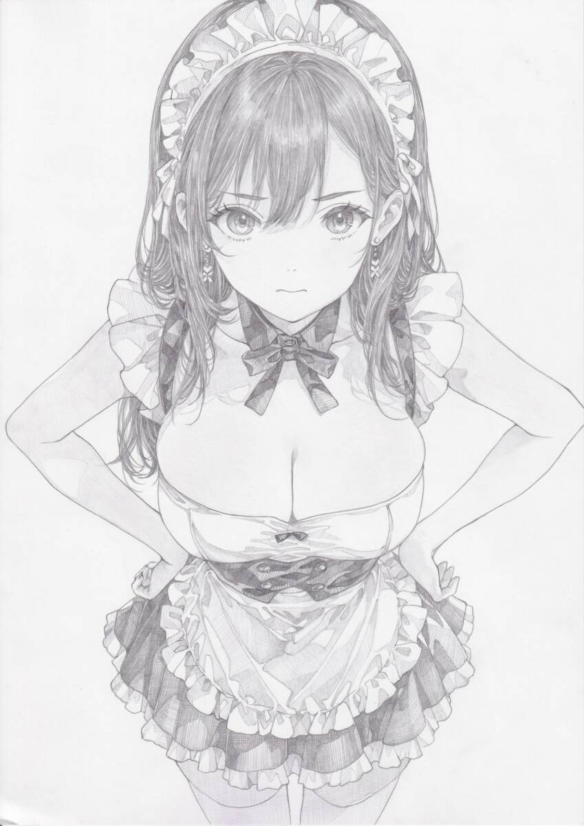 [1 пункт было использовано ] рука .. оригинал meido Cara иллюстрации прекрасный девушка автомобиль - авторучка . карандашный набросок постер A4 размер 