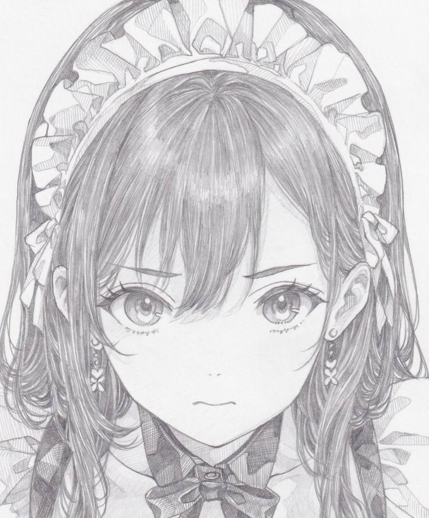 [1 пункт было использовано ] рука .. оригинал meido Cara иллюстрации прекрасный девушка автомобиль - авторучка . карандашный набросок постер A4 размер 