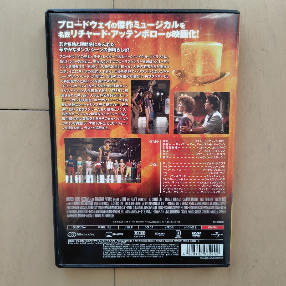 ☆DVD/セル版 コーラスライン マイケル・ダグラス/リチャード・アッテンボロー監督_画像2