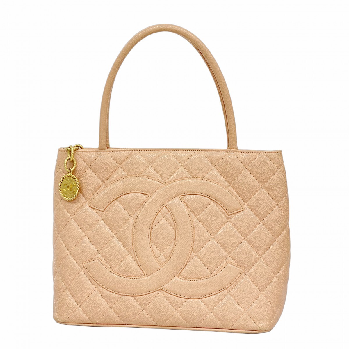 【5oc2885】シャネル トートバッグ 復刻トート キャビアスキン ピンク ゴールド金具【中古】レディース_画像1