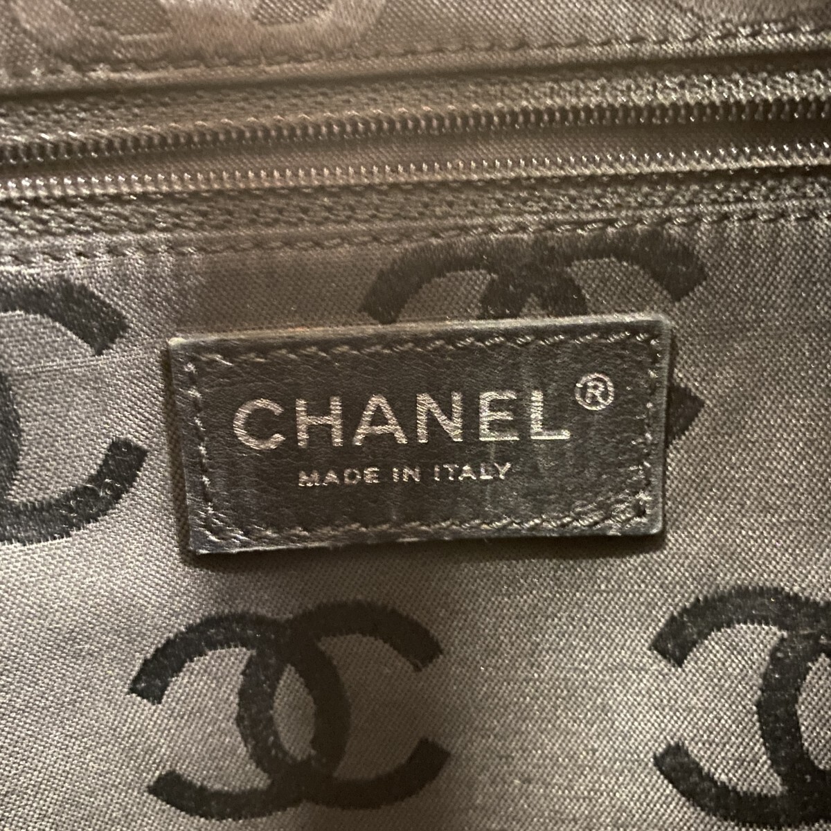 ★SALE【5ob0467-h】シャネル トートバッグ カンボン ラムスキン ピンク ブラック シルバー金具【中古】レディース_画像5