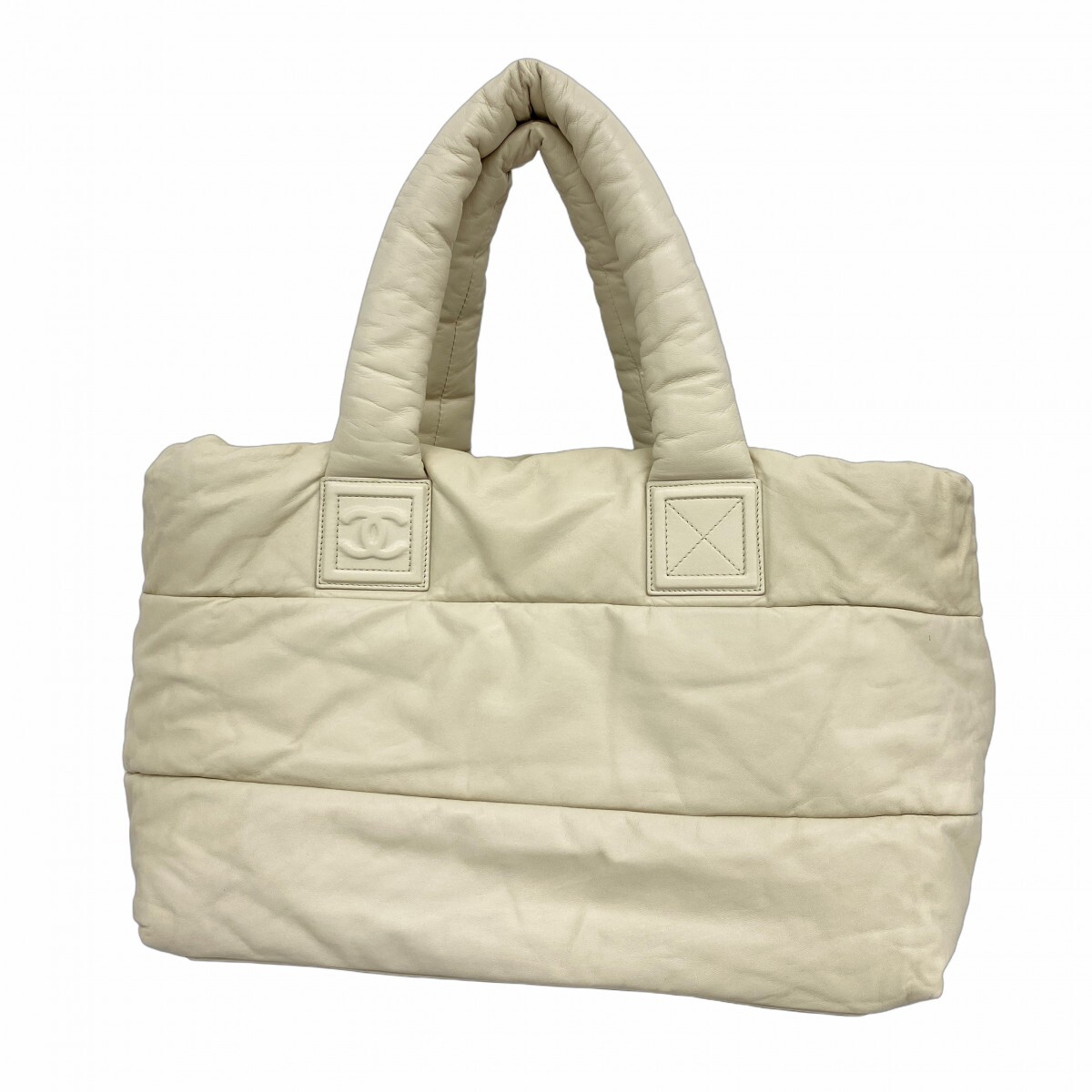★最終価格【5ob0137】シャネル トートバッグ コココクーン レザー アイボリー シルバー金具【中古】レディース_画像1