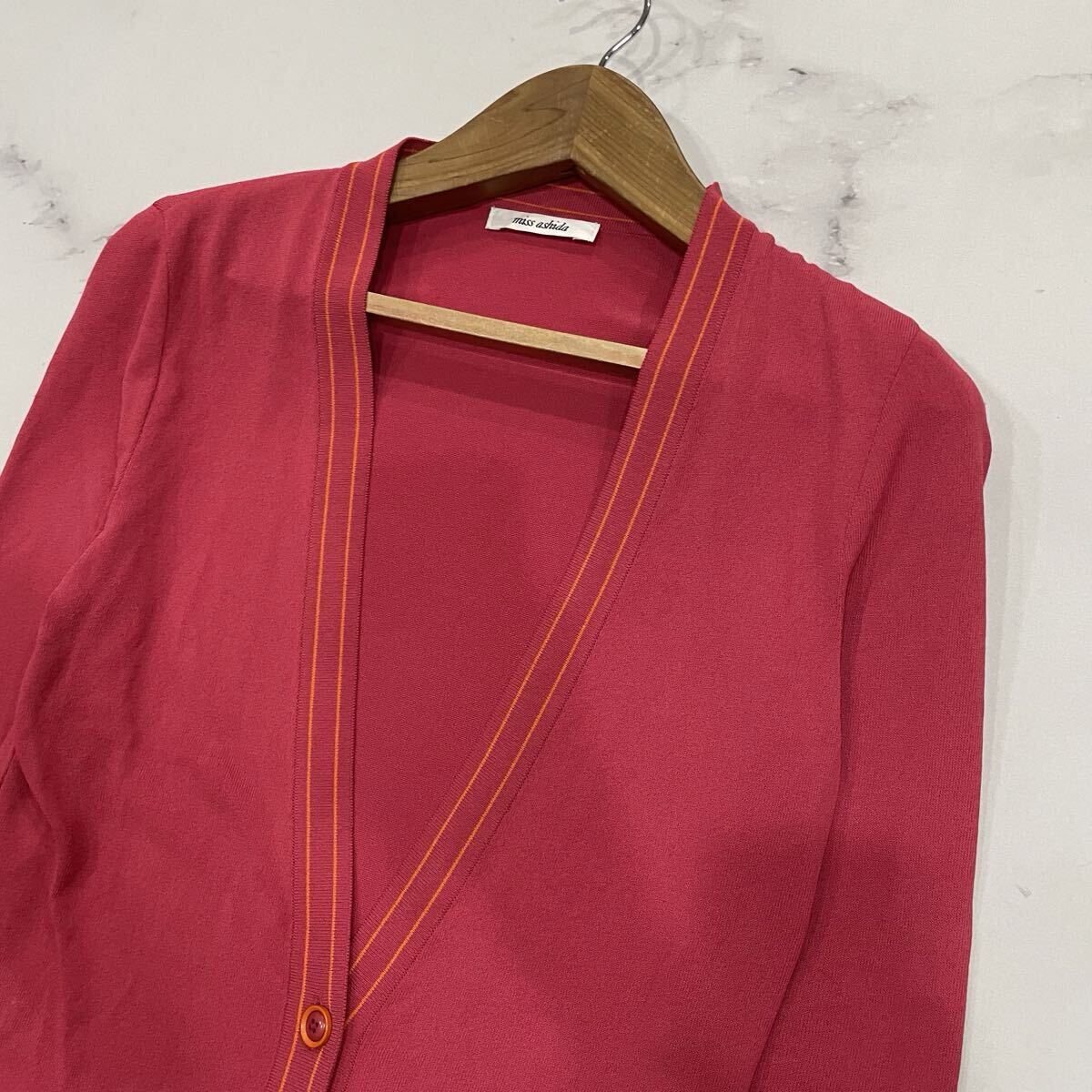 AT ○ 洗練されたデザイン '日本製' miss ashida ミスアシダ 長袖 ストレッチ ニット カーディガン size:M レディース トップス ピンク_画像3