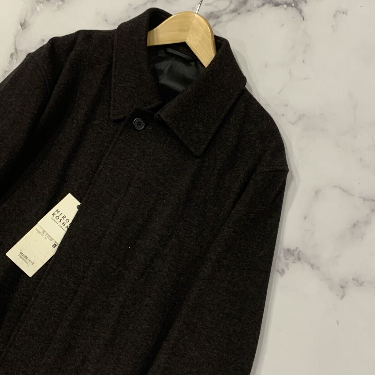AK ▼ 未使用品 / 高級感溢れる '定価￥41,000' HIROKO KOSHINO Homme Collection ヒロココシノ 比翼仕立て ステンカラーコート L アウター_画像4